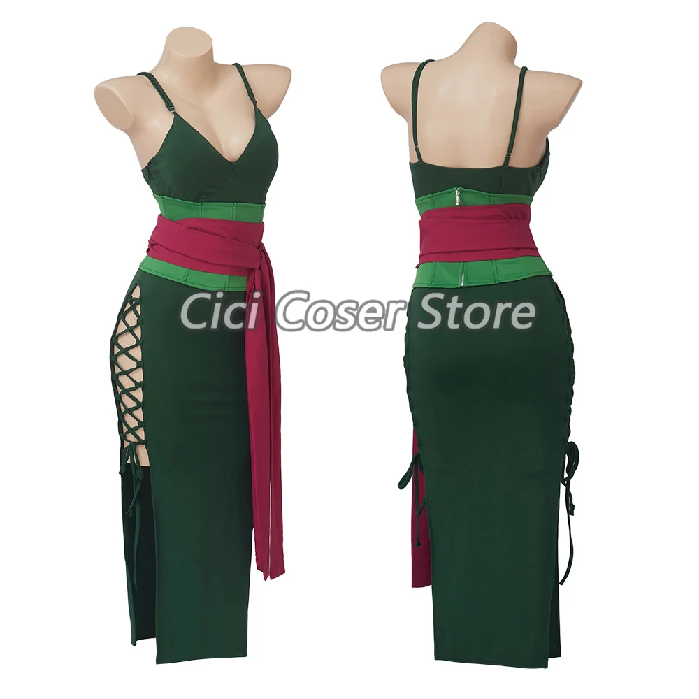 

Костюм для косплея японского аниме Ророноа Зоро, зеленое сексуальное платье на подтяжках для женщин и мужчин, летние платья на Хэллоуин, карнавал и вечеринку