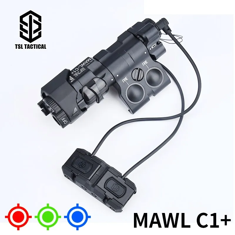 

MAWL C1+ Metal Tactical CNC Green IR Laser+Modbutton Remote Pressure Switch 2.5 Plug Combo Set Fit MLOK KEYMOD Picatinny Rail