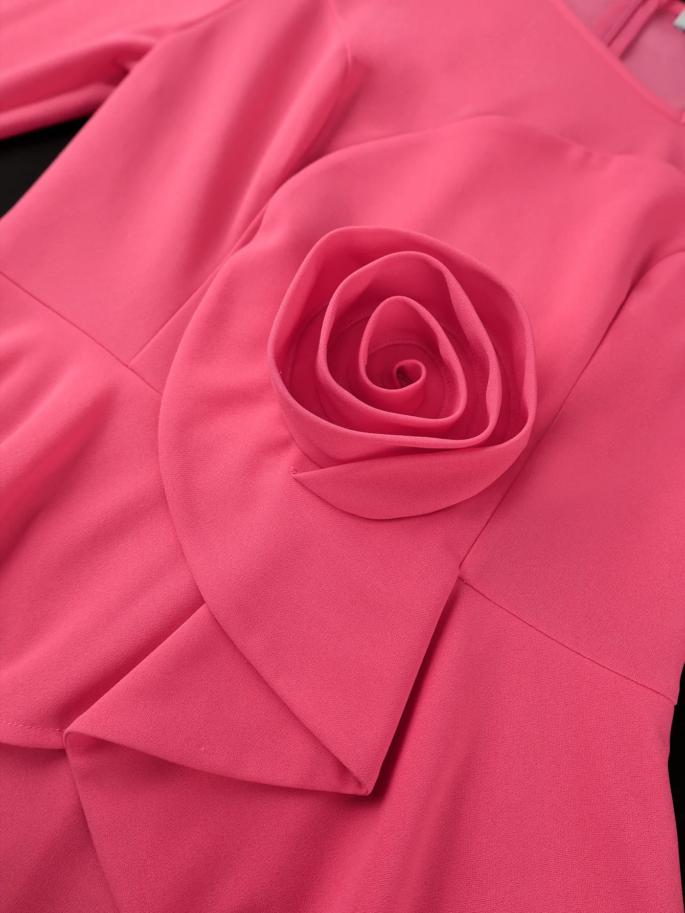 Autumn New Women's Long-Sleeve Ruffle Dress Slimming Body-Hugging Skirt Three-Dimensional Floral Design Delicate Party Look