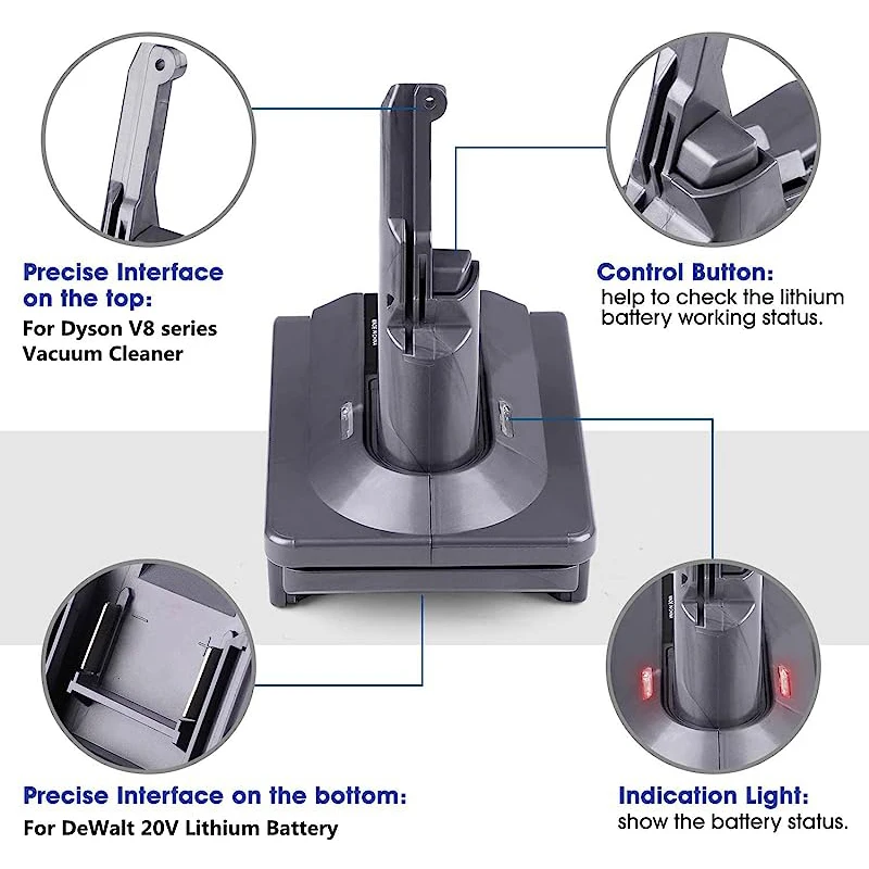 Makita/Dewalt/Milwaukee 18V 리튬 이온 배터리 용 Dyson V6 V7 V8 용 배터리 어댑터 DC59 DC58 DC62 SV09 SV05 SV10 V8 Absolute