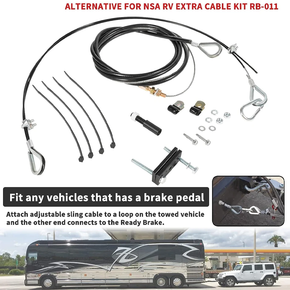 

TML RB-011 Ready Brake Extra Cable Kit for RV Towing Control Wiring Harness System, Connect with Towed Vehicle Brake Pedal