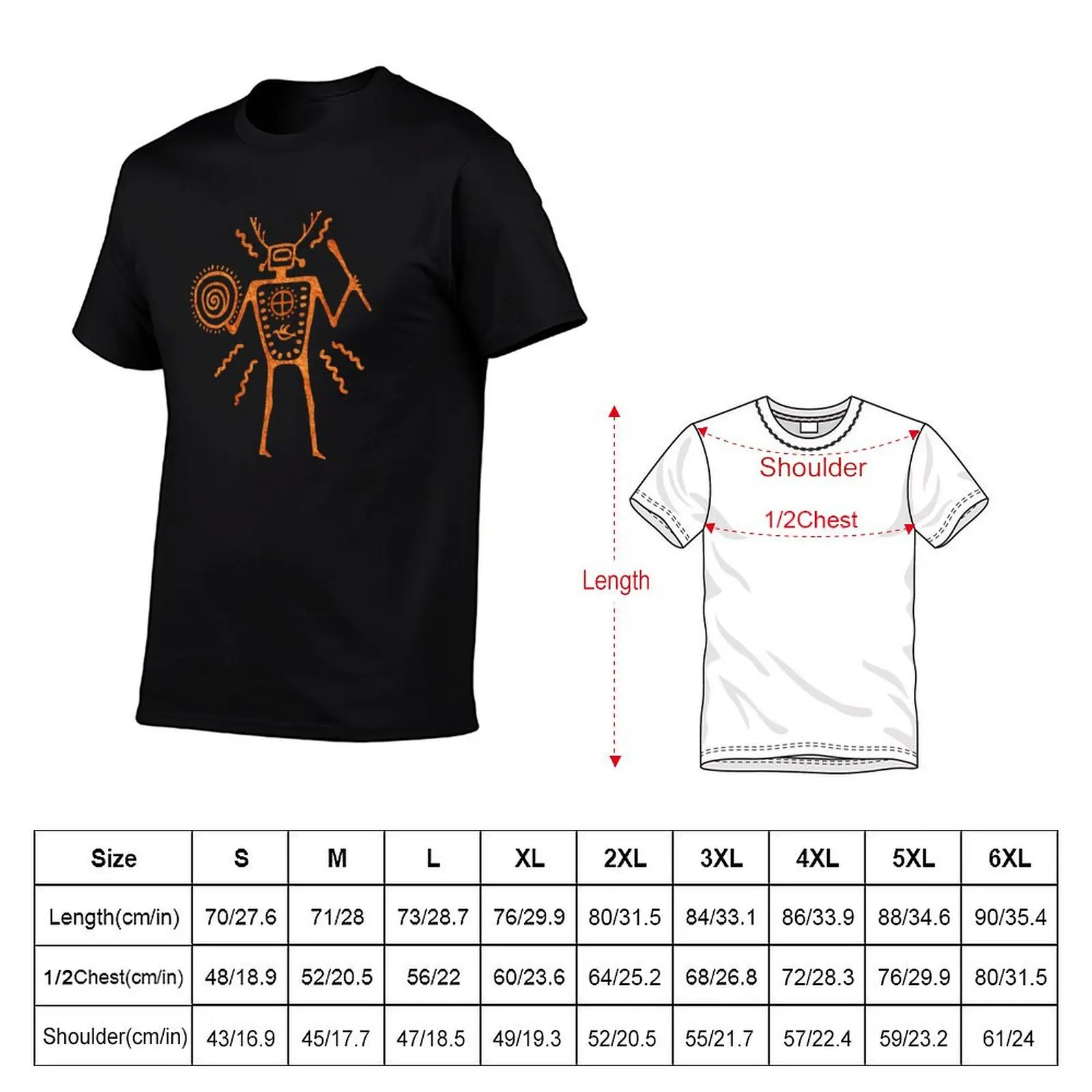 Paleolithic Shaman Drumming 1 Redstone T-Shirt oversized graphic tee Aesthetic clothing plus size tops black t shirts for men