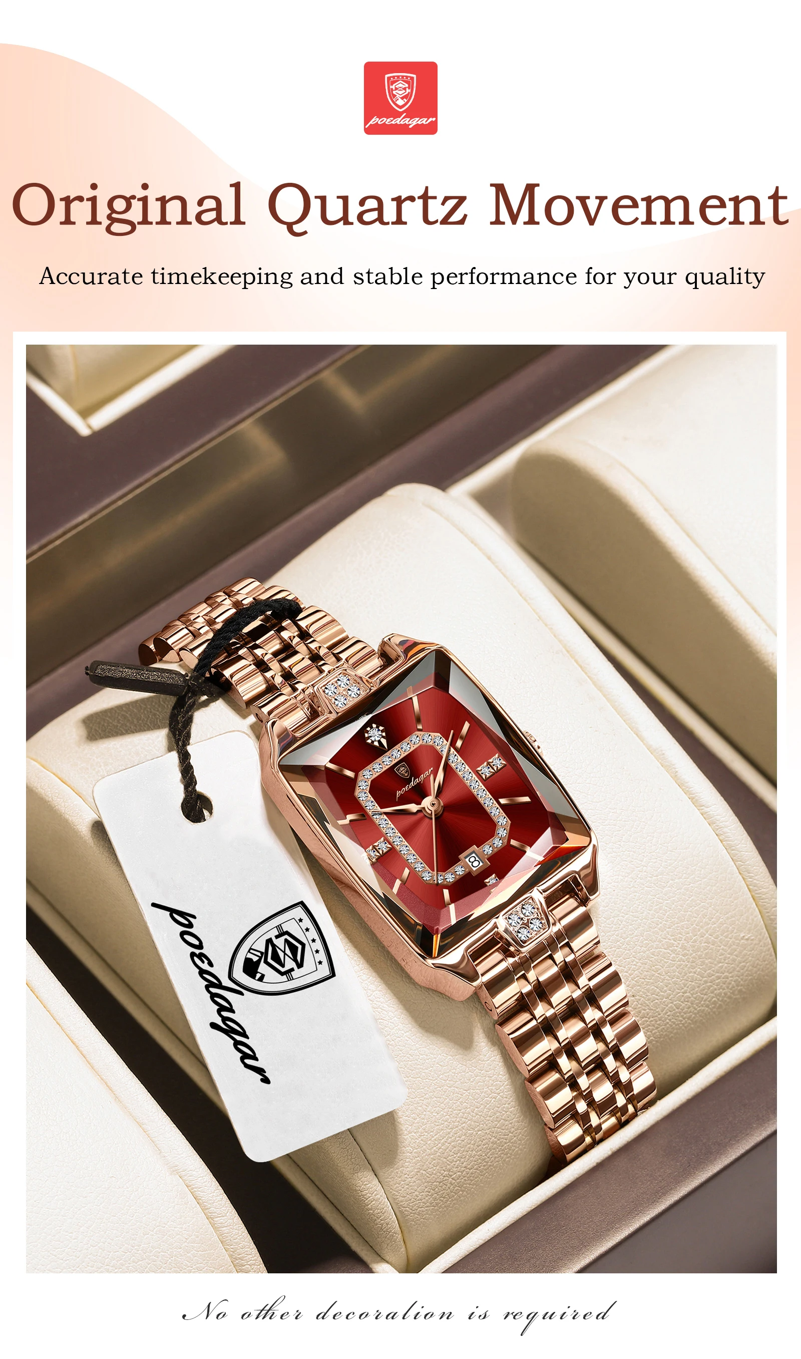 POEDAGAR Luxusmarke Damen-Armbanduhr Elegante Wasserdichte Edelstahl-Damenuhr Modische Datum Quarz Damenuhren Reloj – Detail 10