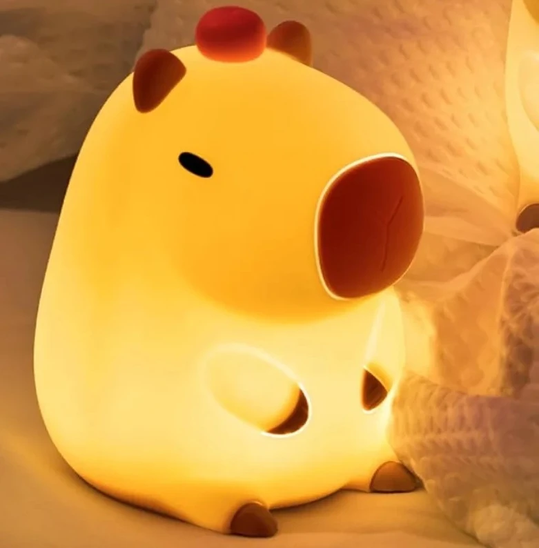 ضوء ليلي من السيليكون كابيبارا الإبداعي، مصباح بجانب السرير قابل للتعتيم باللمس، ضوء ديكور محمول قابل لإعادة الشحن عبر USB #1