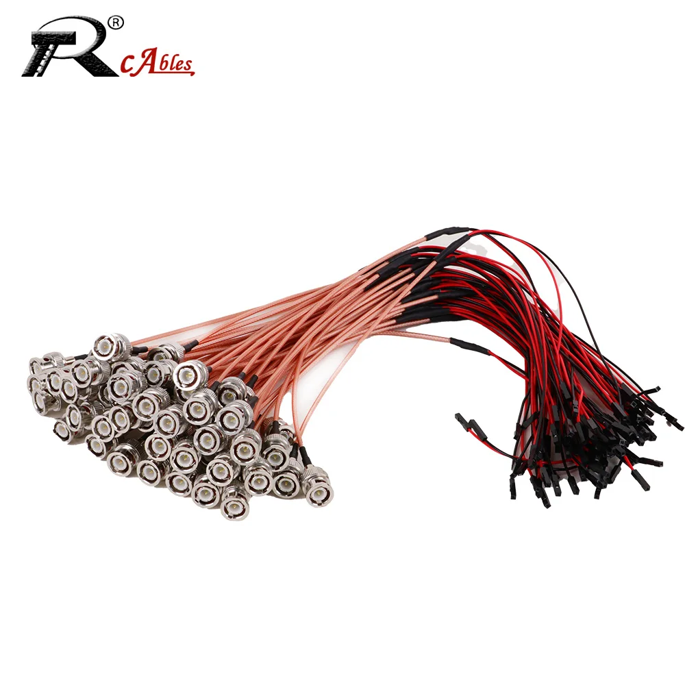 2PCS Copper Q9 BNC Male to DuPont Female Red And Black Connection Cable Signal Cable RF Video Extension RF Coaxial RG316 Cable