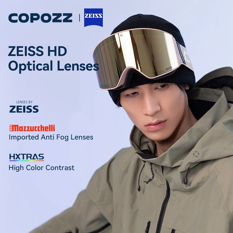 COPOZZ New Men Magnetic Ski Goggles Adult Anti-fog Ski Glasses UV400 Protection Snow Snowboard Goggle Eyewear with Zeiss lens