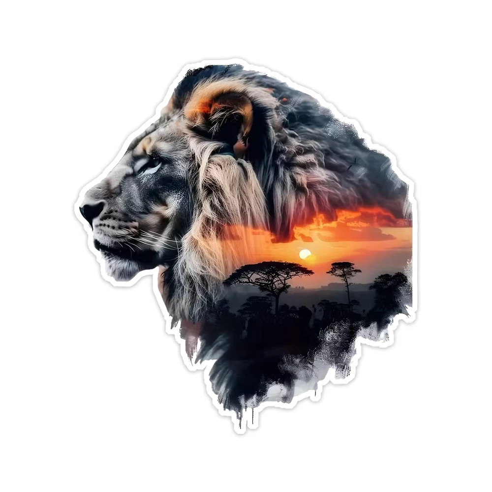 

13.5x15cm Lion Sunset Waterproof Car Sticker Decal for Bumper,Window,Laptop,Motorcycle,Truck,