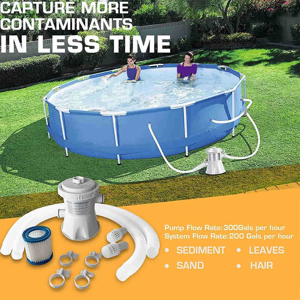 300ガロンプールフィルターポンプ家庭用プールクリーナー水フィルタークリーンツール取り外し可能な循環ポンプ米国