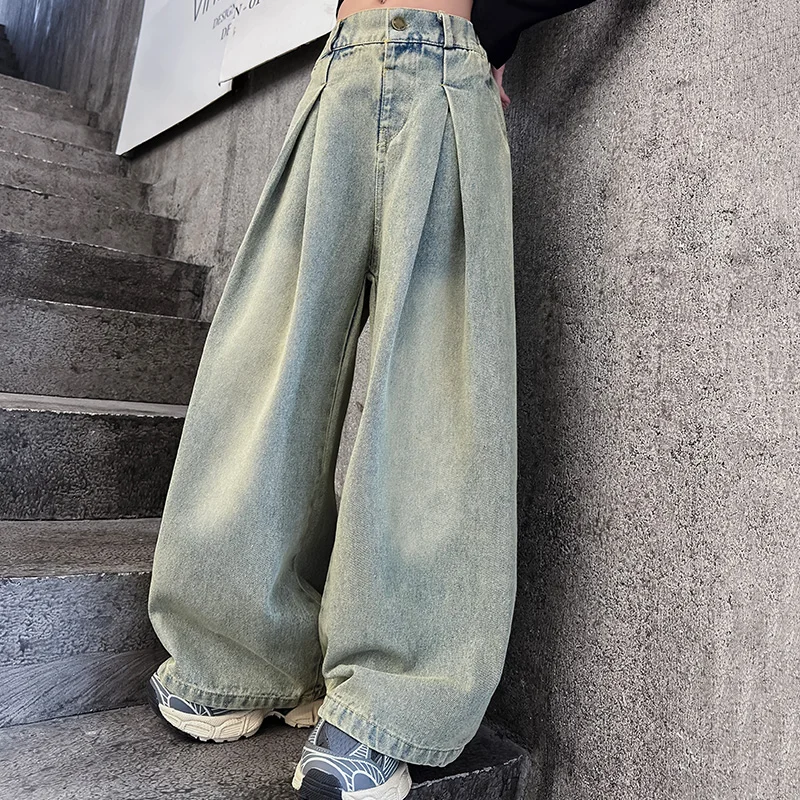 Hot Girl Hip Hop High-quality Baggy Jeans for American Child Hiphop Street Washing Loose Denim Pants Kids Rapper jeans Trousers
