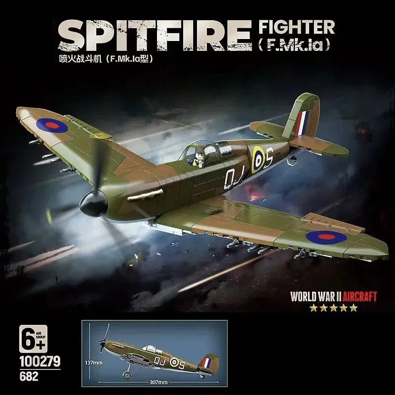 

Spitfire Fighter Military Plane Building Blocks Set Educational Assembly Toy for Children Boys Creative Play Model Kit
