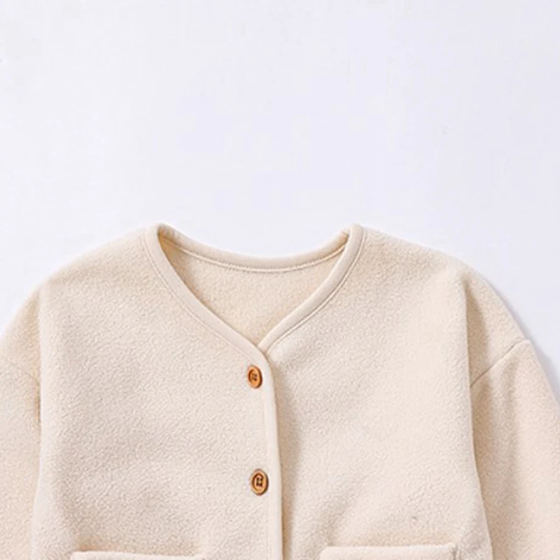 Toddler Baby Girl Boys Clothes Autumn Winter Solid Color Fleece Jacket 0 To 3 Years Old Simple Infant Wool Sweater Jackets