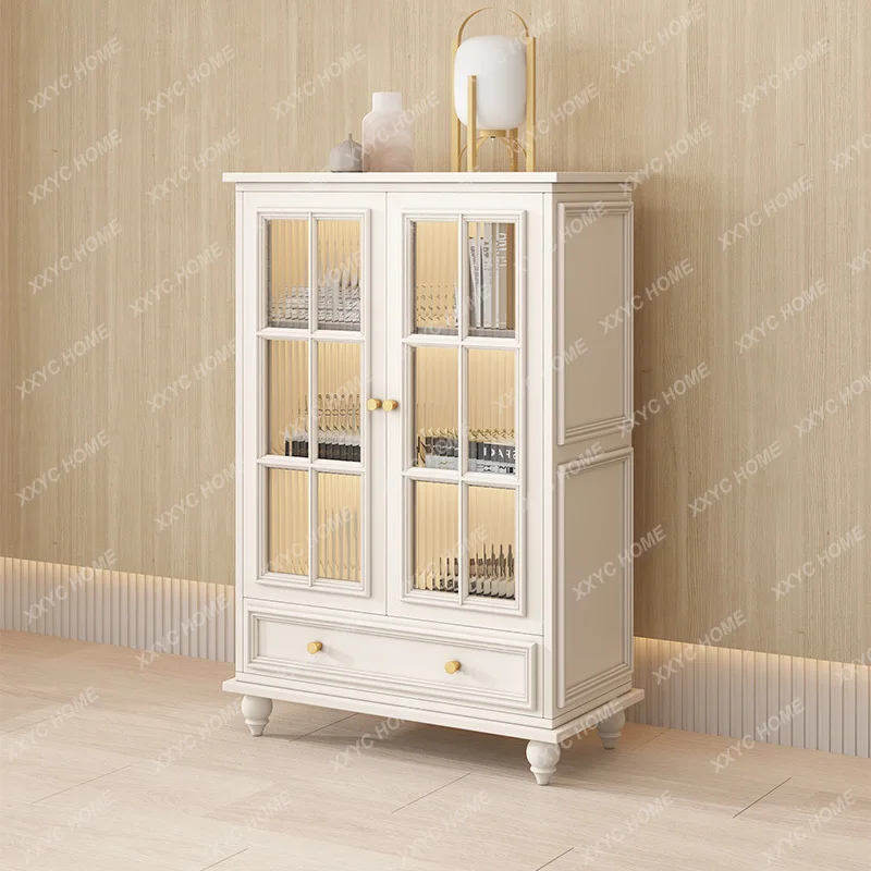 XXFactory Direct Solid Wood Retro Arch Square Door Wine Cabinet Small Apartment Low Cabinet Storage