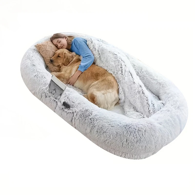 Pet bed Plush human kennel Warm in winter Removable and washable Large sponge cushion Human sleeping mat Pet supplies