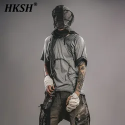 HKSH Men's Tide Punk 3D Cutting Splicing Damaged Edges Vintage Tees Waste Land Retro Casual Raglan Short Sleeve T-shirts HK1339