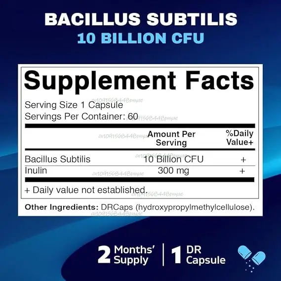 Vitamin Bacillus subtilis contains 10 billion to 60 capsules per DR capsule - made from prebiotic inulin fiber