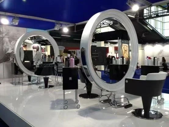 New Design Double Side Large Gold Styling Barber Shop Furniture Floor Hairdressing Makeup Led Full Length Beauty Salon Mirror