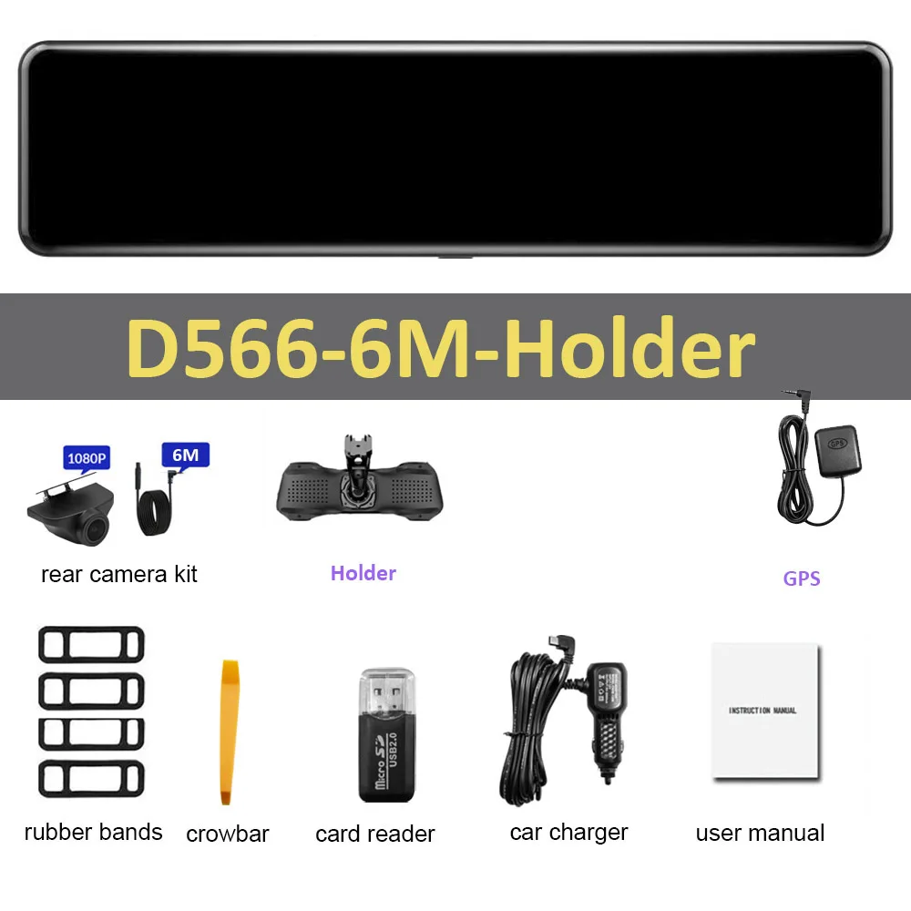 HGDO D566 Dash Cam 4K Car Dvr with GPS WIFI Black Mirror Video Box Dual Cameras Recorder Automotiva Front and Back 12V 24V - view 6