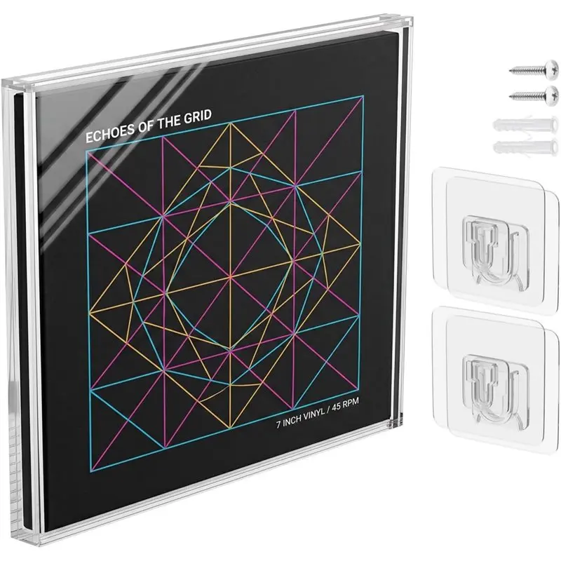 【CYBER MONDAY】Vinyl Record Frame Display Case For 7 Inch Single Record Clear Acrylic Wall Mount Album Frame Box For 7 Inch Recor