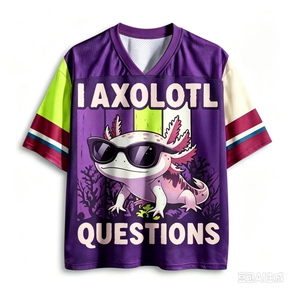 Fun Axolotl 3D Printed Men Women T-Shirt  V-neck Fashionable Casual American StyleBreathable Moisture-Wick Exercise Parent-Child
