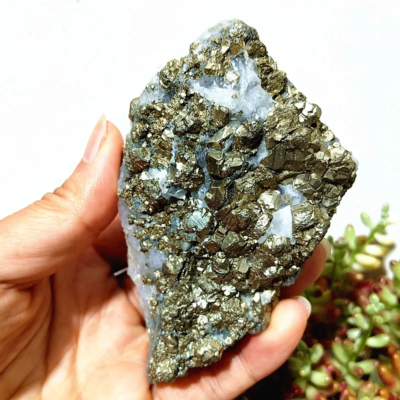 Natural Stones Pyrite And Crystal Syngenetic Ore Specimen With Natural Energy Healing Stones Feng Shui Crystal Room Decoration