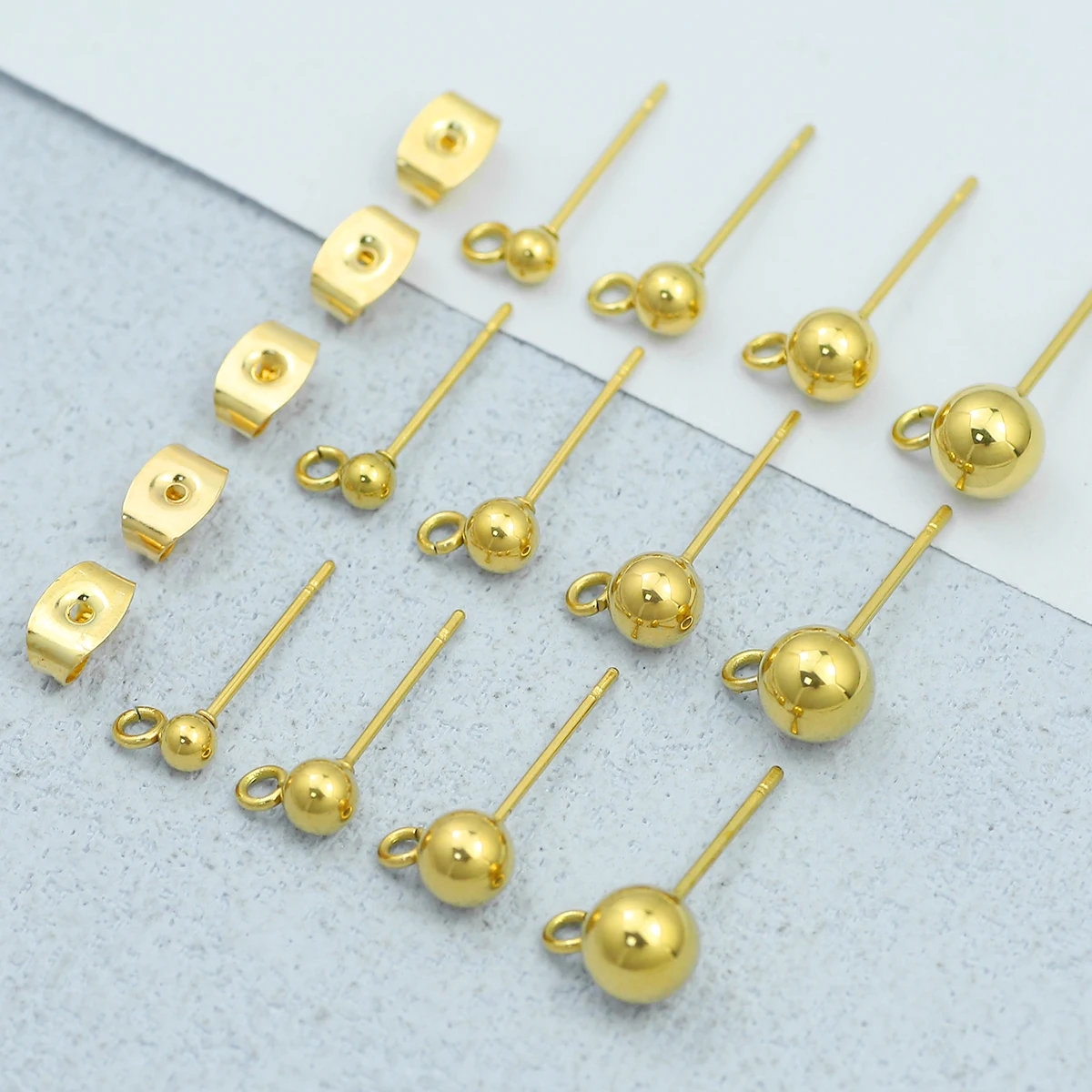 3/4/5/6mm vergoldet-goldene Farbe Edelstahl Runde Perlen Ohrringe für Schmuck handgemachte Herstellung DIY Ohrringe Zubehör