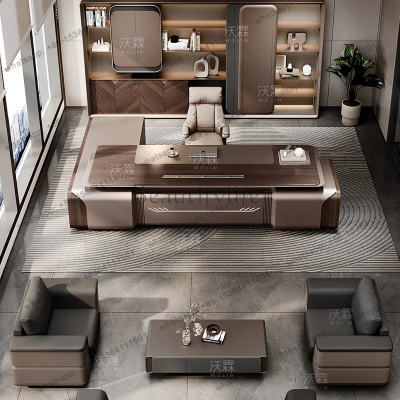 FG Drawer Storage Office Desk Modern Design Luxury Decoration Computer Office Desk European Aesthetic Ufficio Trendy Furniture