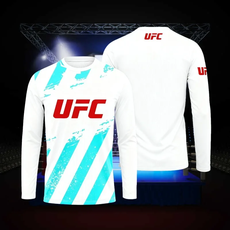 

MOTO-UFC модная мужская футболка с круглым вырезом и длинными рукавами с 3D принтом, повседневный спортивный топ на открытом воздухе