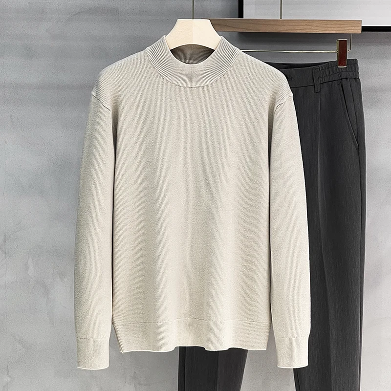 남성용 미드넥 니트웨어 슬림핏 두꺼운 가을 겨울 따뜻한 베이스 셔츠 이너웨어 하프 하이 칼라 스웨터 캐주얼 스타일