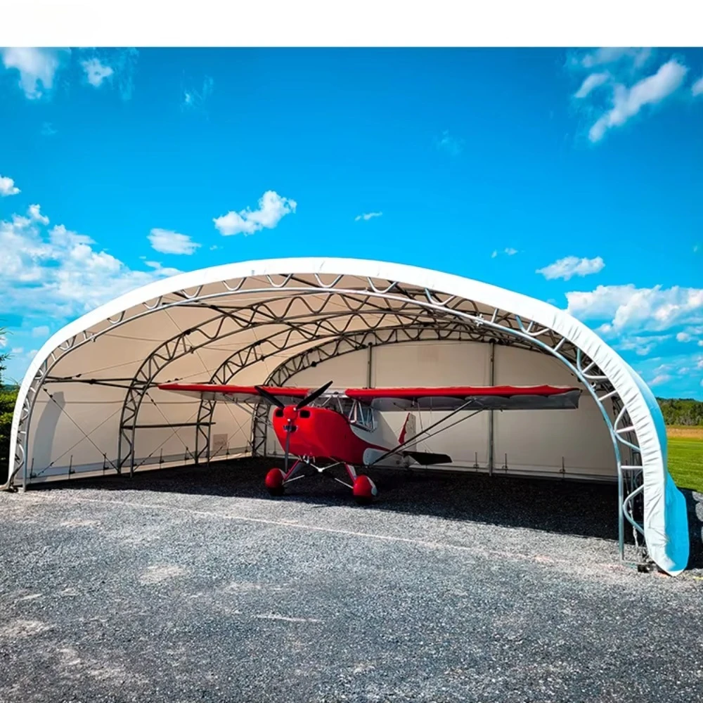 Aluminum PVC Coated Metal Carport, Aircraft Hangar Design Waterproof Garage Canopy with Galvanized Steel Frame