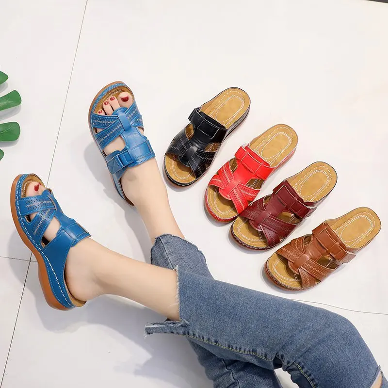 

Women's Soft Soled Slope and Slippers,Dew Toe Round Head Retro Sandals,Breathable Lightweight Platform Sandals women sandals