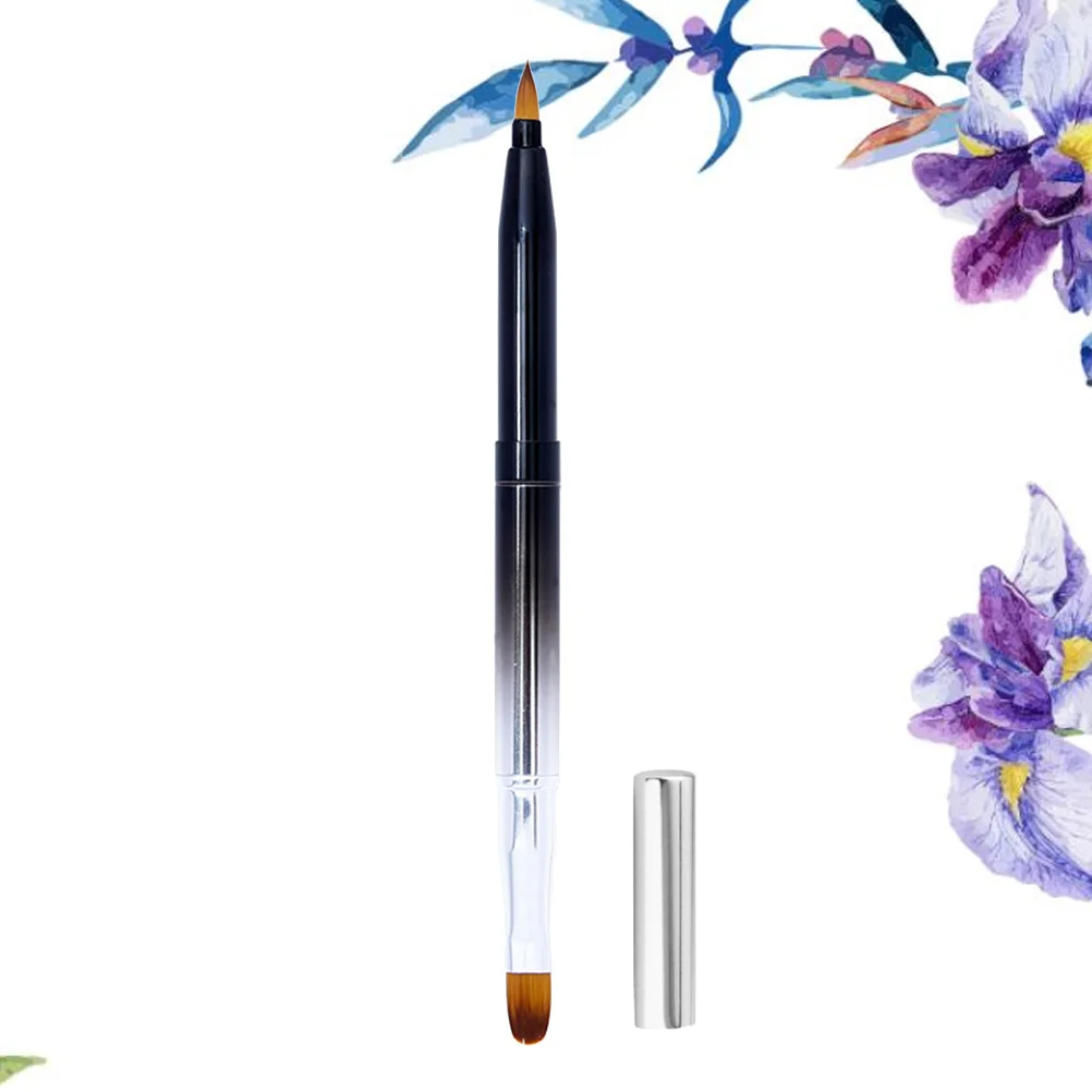 Einziehbarer Lippenpinsel, schwarzer Farbverlauf, tragbares Make-up-Werkzeug mit Metallgehäuse, weiches Material für Lippenstift-Lipgloss in voller gleichmäßiger Farbe