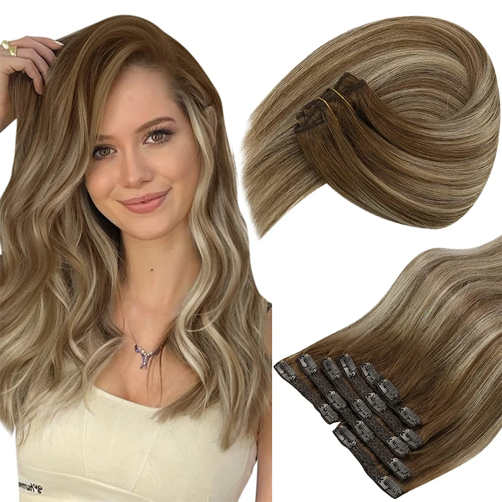 Vesunny Clip In Hair Extension Human Hair Balayage Natuurlijke Human Hair Extension  Human Hair Clip Extension Voor Vrouwen