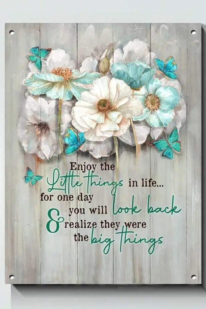LINQWkk Tin Sign Enjoy The Little Things Funny Novelty Metal Sign Retro Wall Decor for Home Gate Garden Bars Restaurant-aluminum