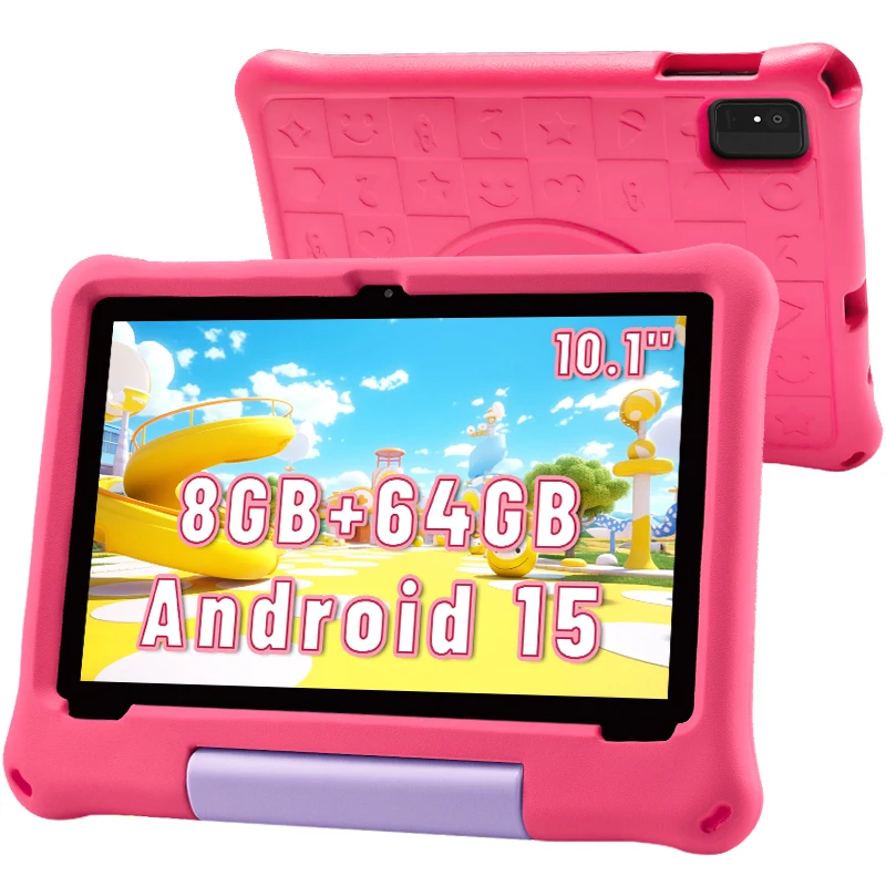 10.1Inch Kids Tablet Android 15 8GB RAM+64GB ROM(1TB Expandable), Octa-Core 1.8GHz,5000mAh Battery Parental Controls, EVA Case