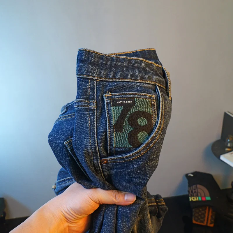 Fashion jeans men's spring and autumn European station embroidery casual straight-leg loose long harem pants