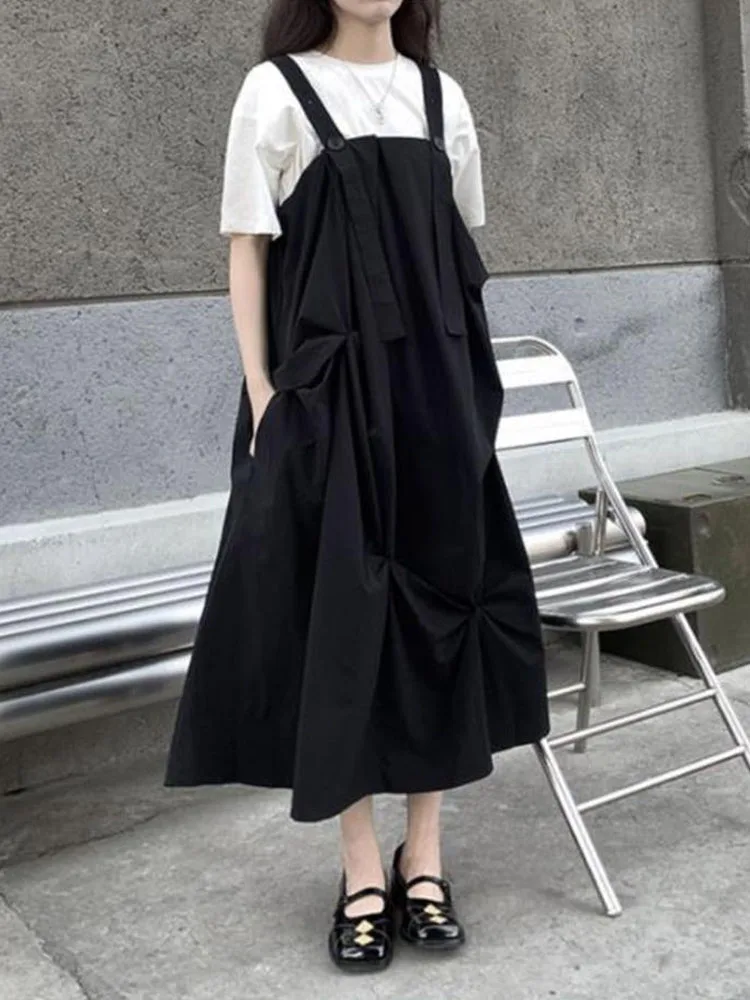 

Women's Sleeveless Dress Summer New Personalized Pleated Halter With Casual Fashion Loose And Large Skirt