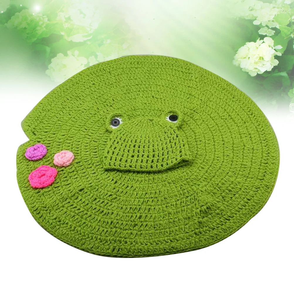 Frog Hat Set Crochet Baby Beanie Blanket Unisex Newborn Photography Prop Cartoon Costume Infant Gift For Baby Shower