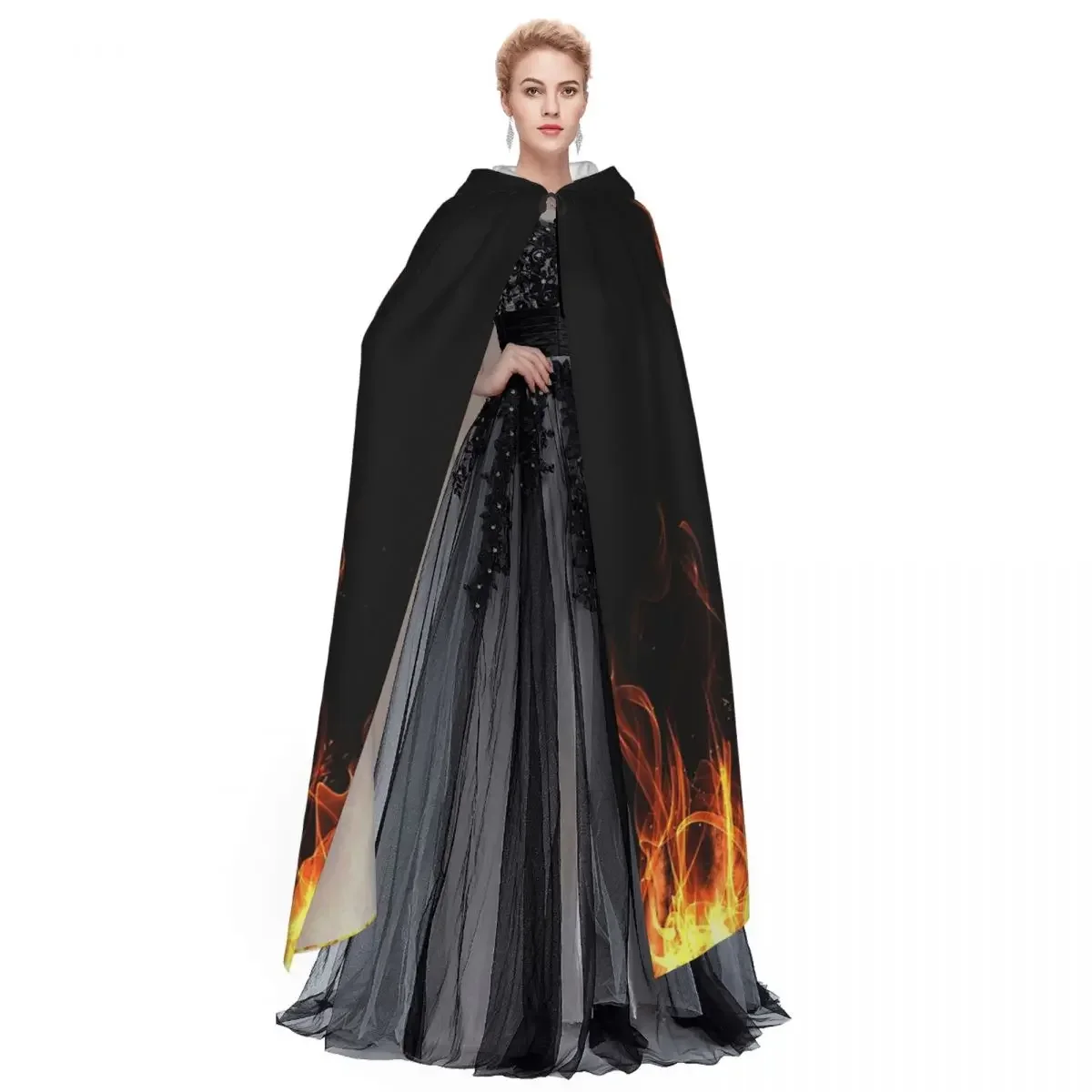 Custom Majestic Phoenix Mythical Bird Long Hooded Cloak Witch Medieval Costume Cosplay Cape HalloweenParty Adult Unisex