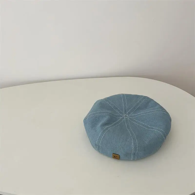 Korea Denim Baby Beret Hat Fashion Girls Boys Baby Hat Spring Autumn Kids Beret Hats Soft Baby Bonnet Caps Kids Accessories