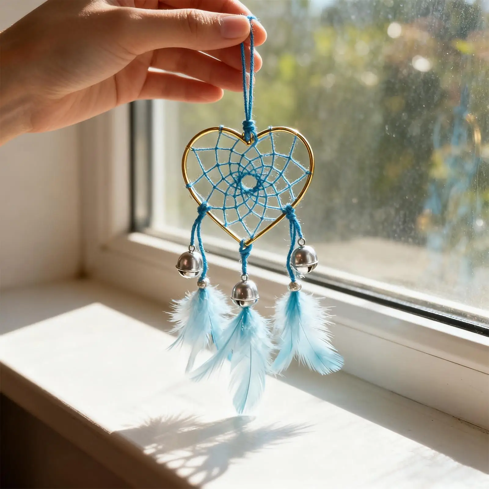Dream Catcher Rings 4 Pieces Five-Pointed Star Ornaments Dream Catcher Pentagram Heart Iron Rings For Holiday Home Art Project