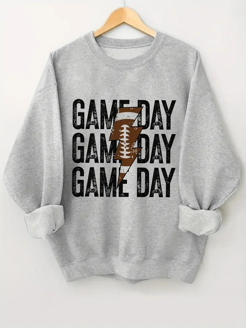 2024 Women's Hooded Sweatshirt GAMEDAY Letter 3D Printed Plus Size Long Sleeved Hooded Sweatshirt Rugby Sweatshirt