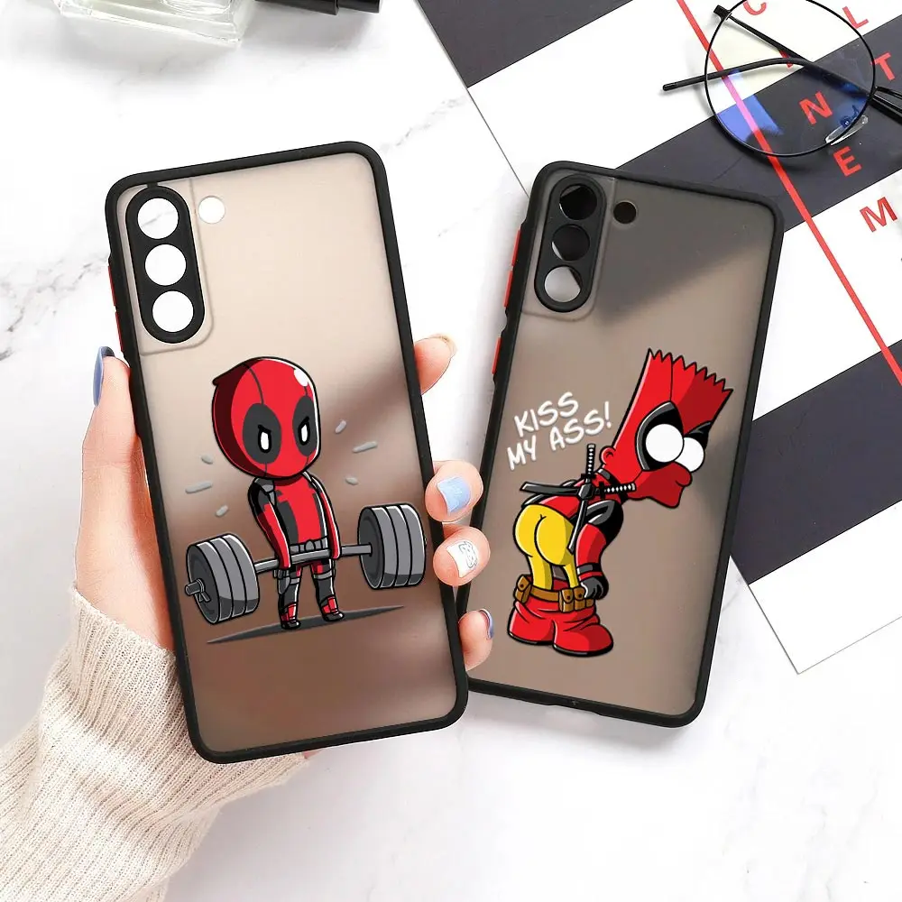 Cartoon Ironman Deadpool Marvel Matte Clear Funda For Samsung S23 Ultra Case Galaxy S20 FE S21 S22 Ultra 5G S10 S8 S9 Plus Cover