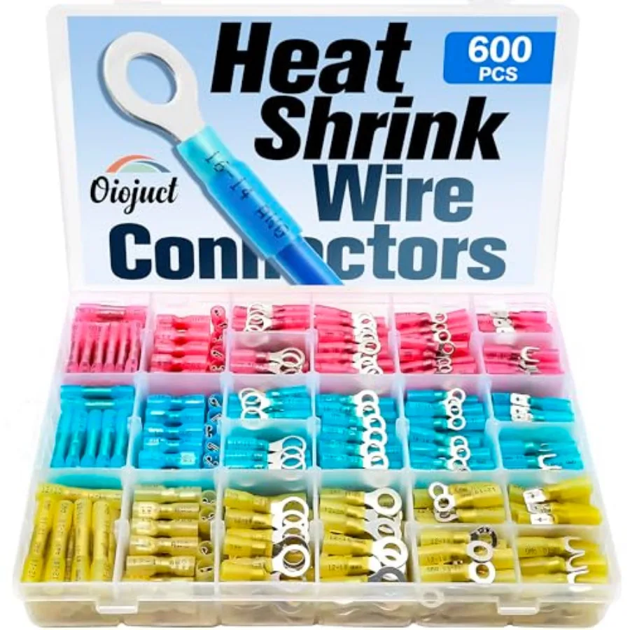 Pcs Heat Shrink Wire Connectors Electrical Kit - Marine Automotive Crimp Terminals Assortment, Waterproof Ring Fork Spade Elect