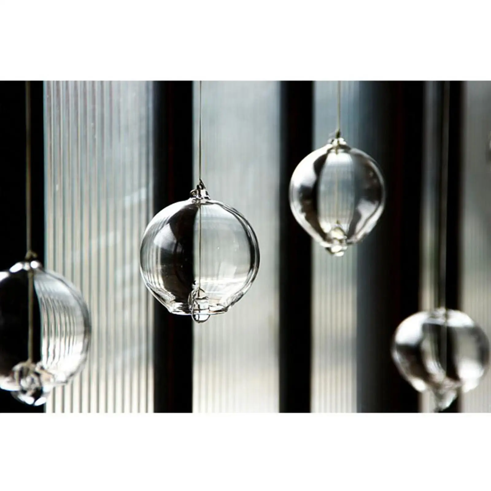 Transparent Glass Wind Chimes Bells Crystal Outdoor Wind Pendant for Home Office Kitchen Spa Decor