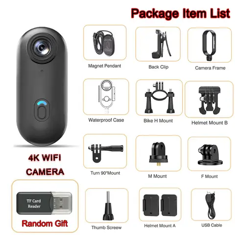 High Quality Mini vlog 4K HD Digital Camera WiFi Wireless 128GB Pocket Body Cam Hot Selling Portable Action Cam for Sports Video