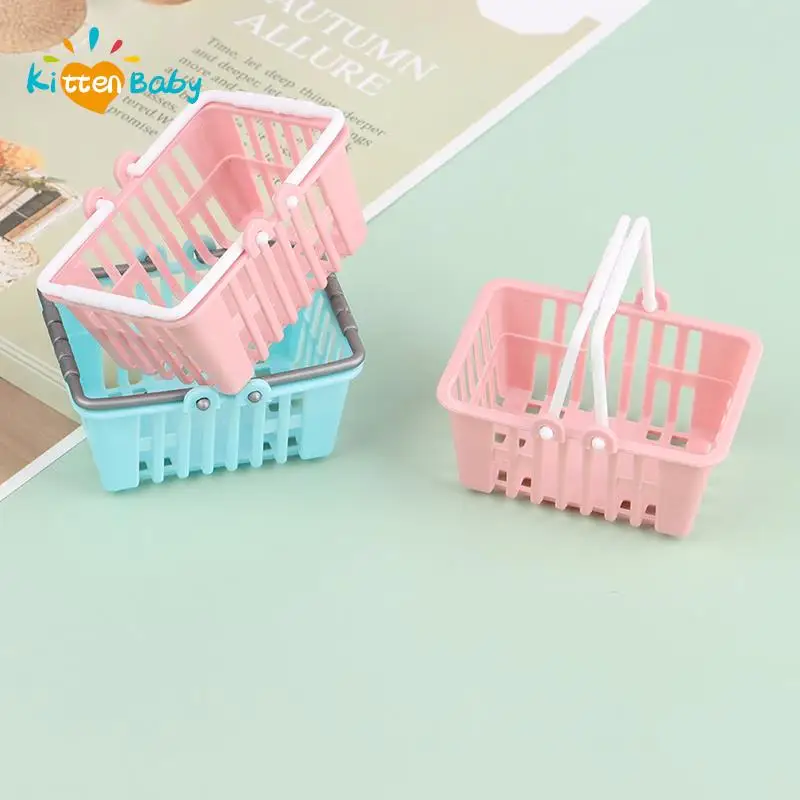 2 Stuks 1:12 Schaal Gesimuleerde Opbergmand Doen Alsof Speeltje Miniatuur Winkelmand Voor Diy Model Poppenhuis Accessoires