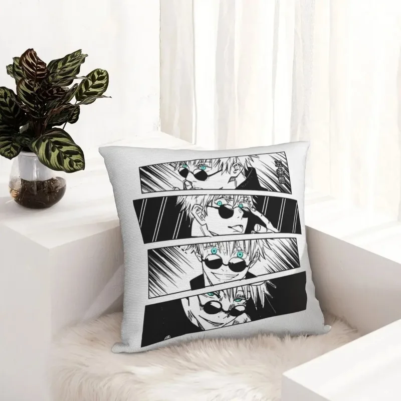 Pillow Cover Manga Printed Cushion Cover Comic Cartoon Sunglasses Trendy Pillow Case For Sofa Car Home Decor Pillowcases