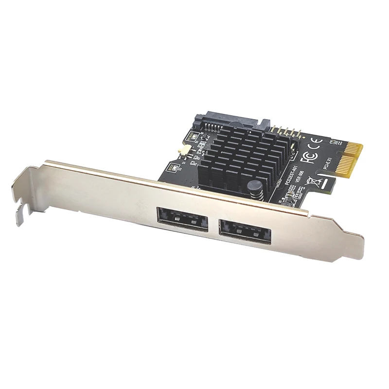 بطاقة توسعة من PCI Express eSATA محول PCIE X1 إلى 2 منفذ eSATA مع رقاقة SATA Power USB2.0 9Pin دعم 3.5 "HDD ASM1061