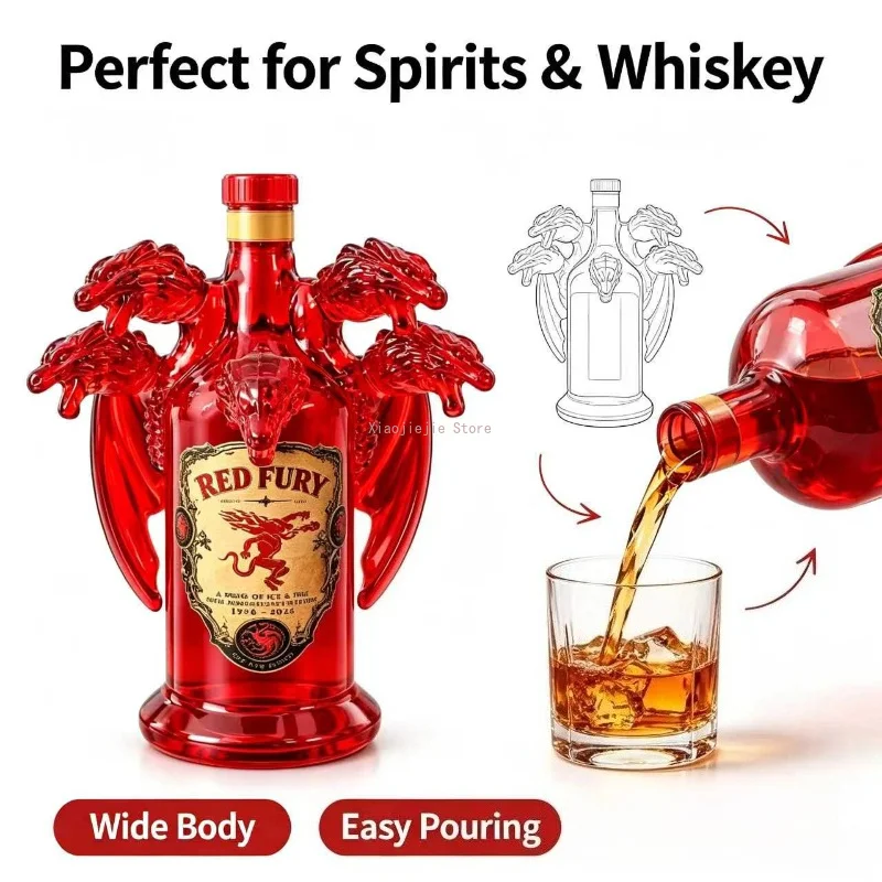 Ornate Dragon‑Design Glass Decanter Bottle for Wine Whiskey Novelty Table Decor Housewarming Gift Idea