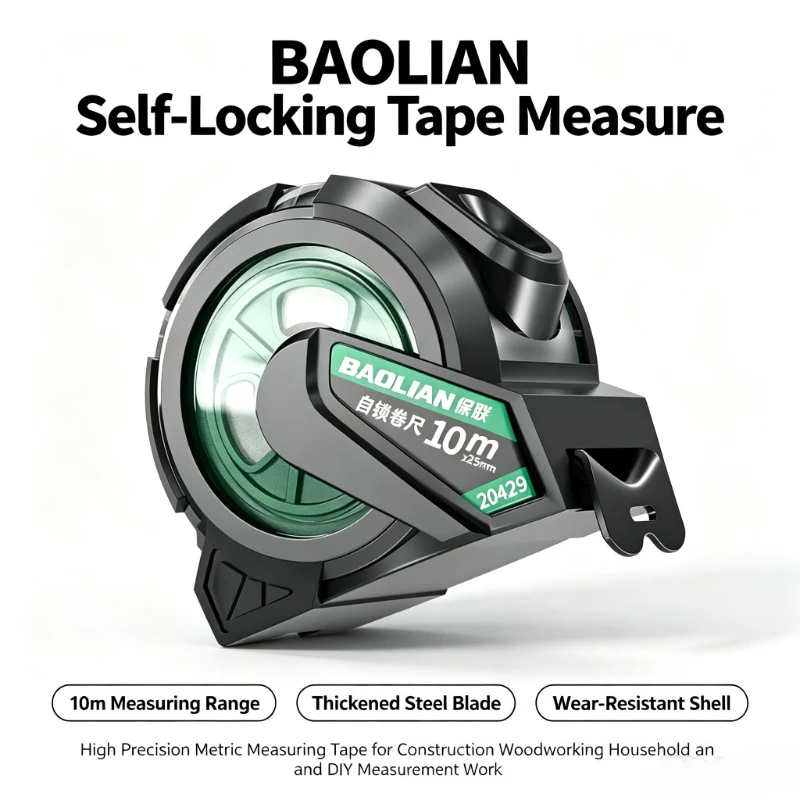 Baolian Heavy Duty Self Locking Tape Measure Thick Hardened Wearproof Measuring Ruler Portable Metric Tap